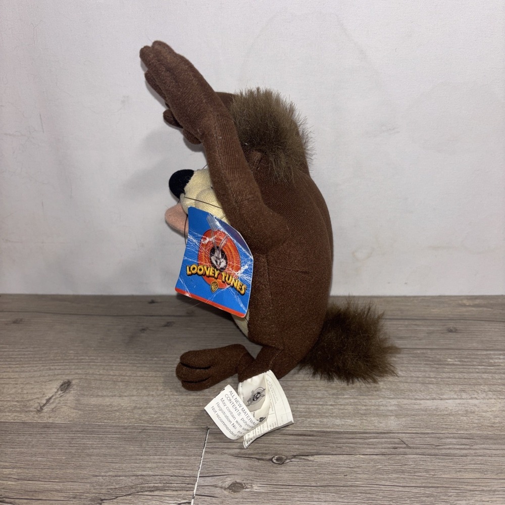 Vintage 1998 LOONEY TUNES Taz Tasmanian Devil Sitting Arms Up Plush Stuffed 9" - Picture 3 of 11